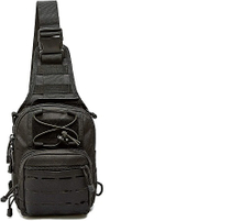 Concealed Carry CCW Tactical Sling Bag, 600D Weatherproof Laser Cut Molle Crossbody Backpack with Dual Padded Gun Compartments