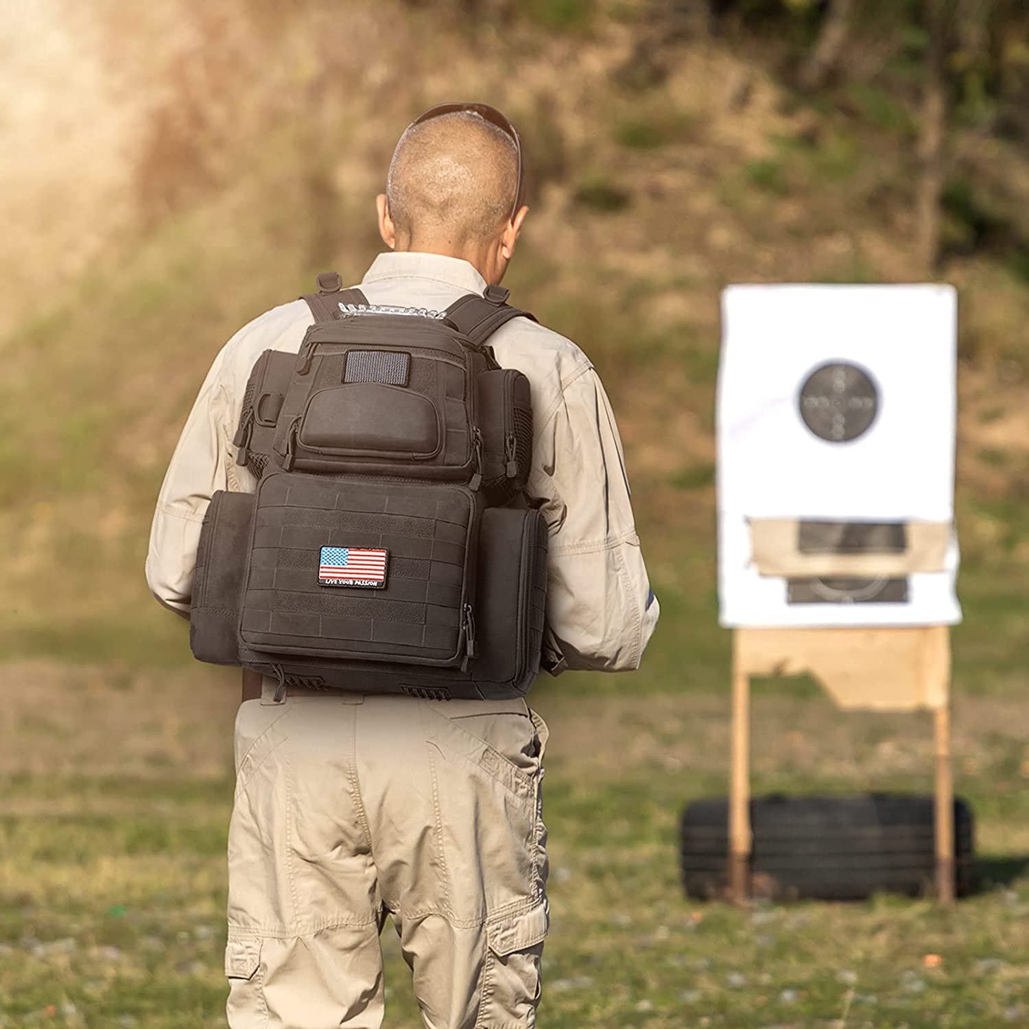 900D Waterproof Tactical Range Backpack with Pistol Case, Multi-Pocket Gun Backpack for Shooting Hunting Ammo Gear