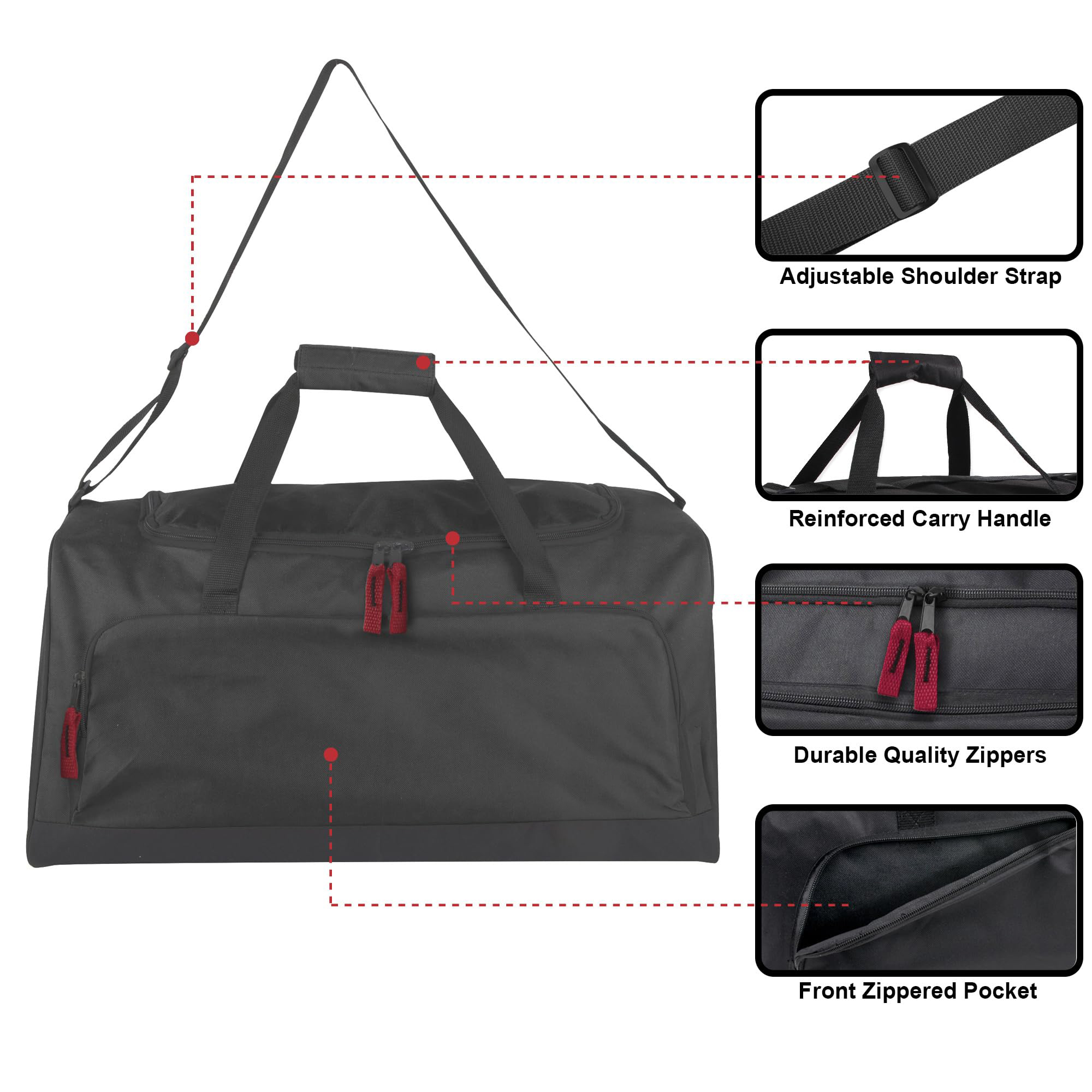 24 Inch Large Capacity Sports Travel Duffle Bag, Water Repellent Gym Carry Bag with Reinforced Handles & Adjustable Shoulder Strap
