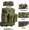 Vintage Olive Military Canvas Rucksack, Large Capacity External Frame Backpack with 3 Detachable Utility Pouches