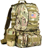 Modular Camouflage Tactical Backpack with Detachable Pouches, Water Resistant MOLLE Military Rucksack Kit with Water Bottle Holder for Hunting Camping Hiking Survival