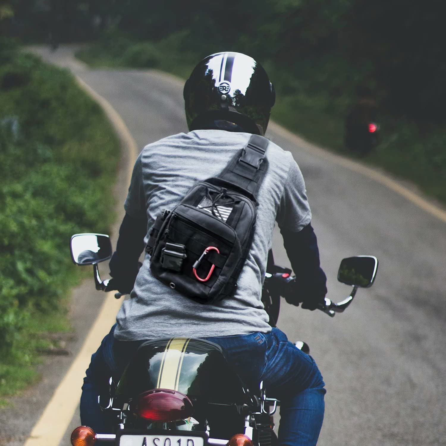 Mini Tactical Sling Bag, Compact MOLLE Crossbody Chest Pack Shoulder Bag for Motorcycle Riding EDC Hiking Cycling Daily Carry