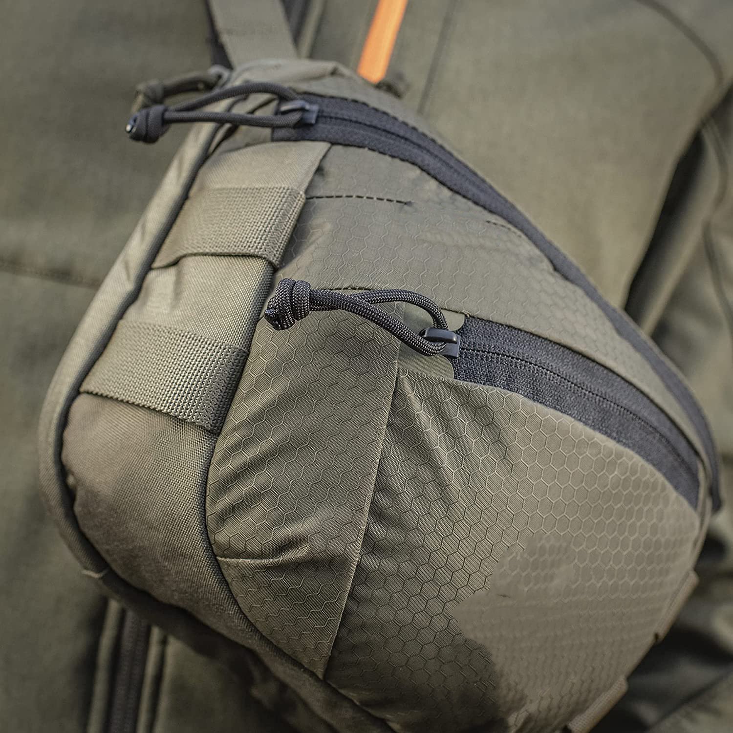 Lightweight Tactical Crossbody Sling Bag, Hexagon Ripstop Nylon MOLLE Waist Fanny Pack, Compact EDC Shoulder Pouch for Hunting, Hiking, Daily Carry & Outdoor Activities