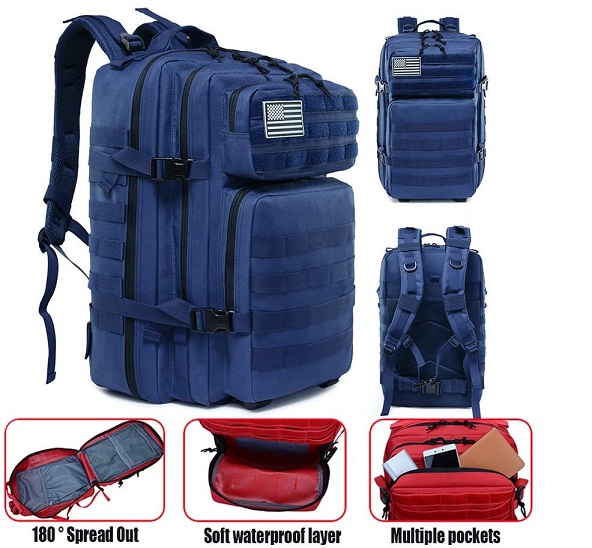 45L Large Capacity Tactical Backpack, 900D Waterproof Oxford Military Backpack