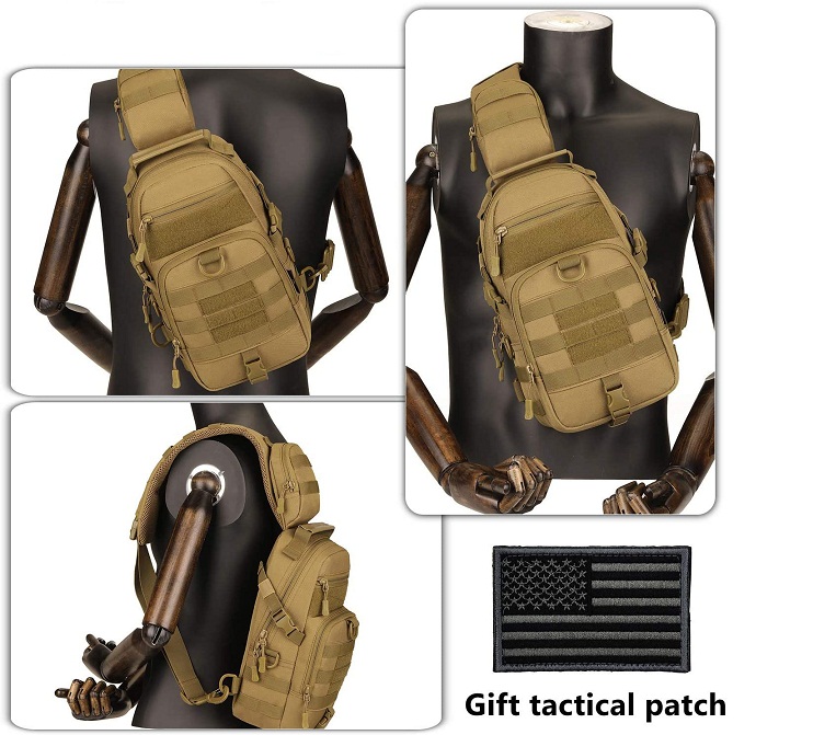 Mini Tactical Sling Chest Pack, Lightweight Single Shoulder Crossbody Bag with MOLLE Webbing