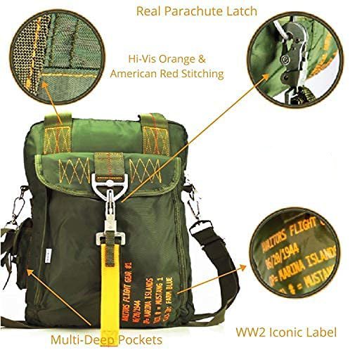 Military Style Tactical Flight Bag, Multi-Purpose Pilot Tote Handbag, Vintage Nylon Shoulder Laptop Bag for Daily Commute, Travel, Outdoor & EDC Gear Storage