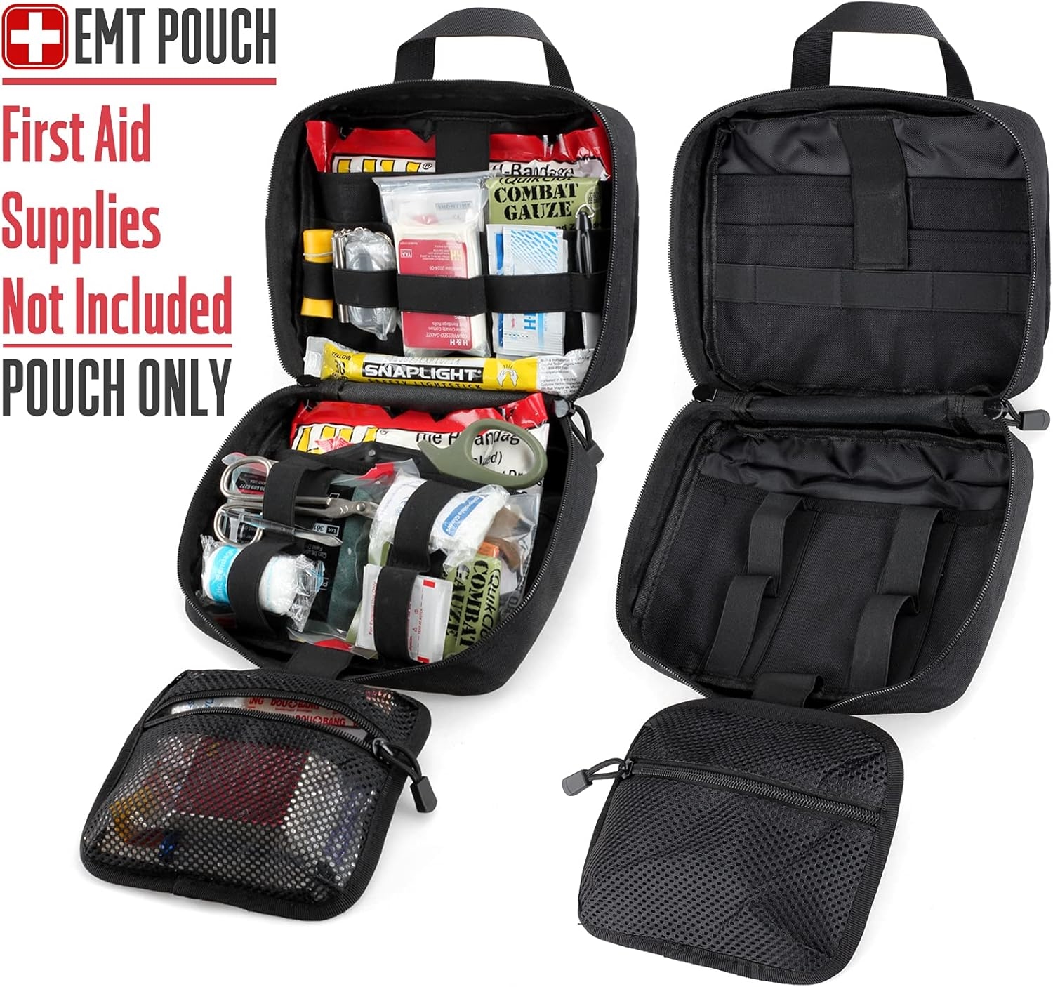 Rip-Away MOLLE Tactical Medical Pouch, Detachable Empty EMT Trauma Kit Bag with Bonus Reflective Cross Patch for Outdoor Emergency