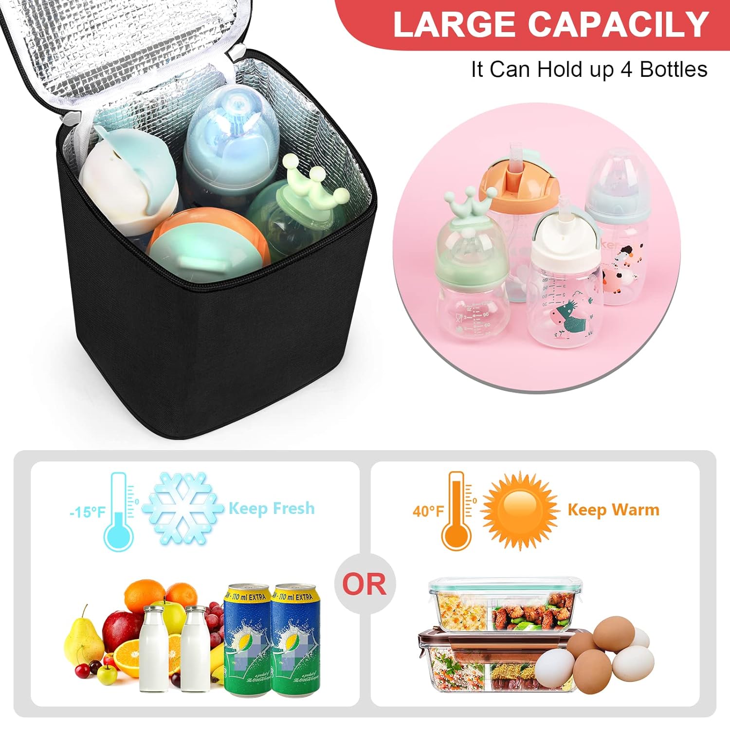 Breastmilk Cooler Bag Baby Bottle Cooler Bags for Nursing Mom Daycare Travel Insulated Tote Bags