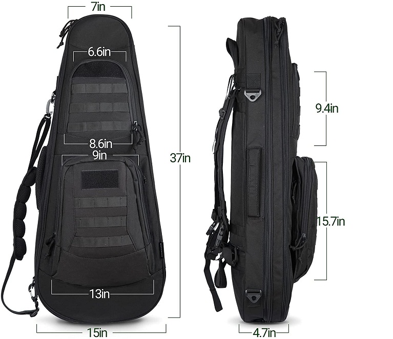 37 Inch Discreet Tactical Rifle Case, Multi-Pocket Concealed Gun Bag with MOLLE Webbing, Padded Firearm Transport Backpack for Shooting Range, Hunting & Outdoor Transport