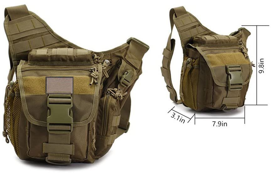Tactical Sling Messenger Bag, Multi-Pocket MOLLE Crossbody Shoulder Pack, Water Resistant Utility Camera Gear Bag for Outdoor Shooting, Hiking, Fishing & Daily EDC