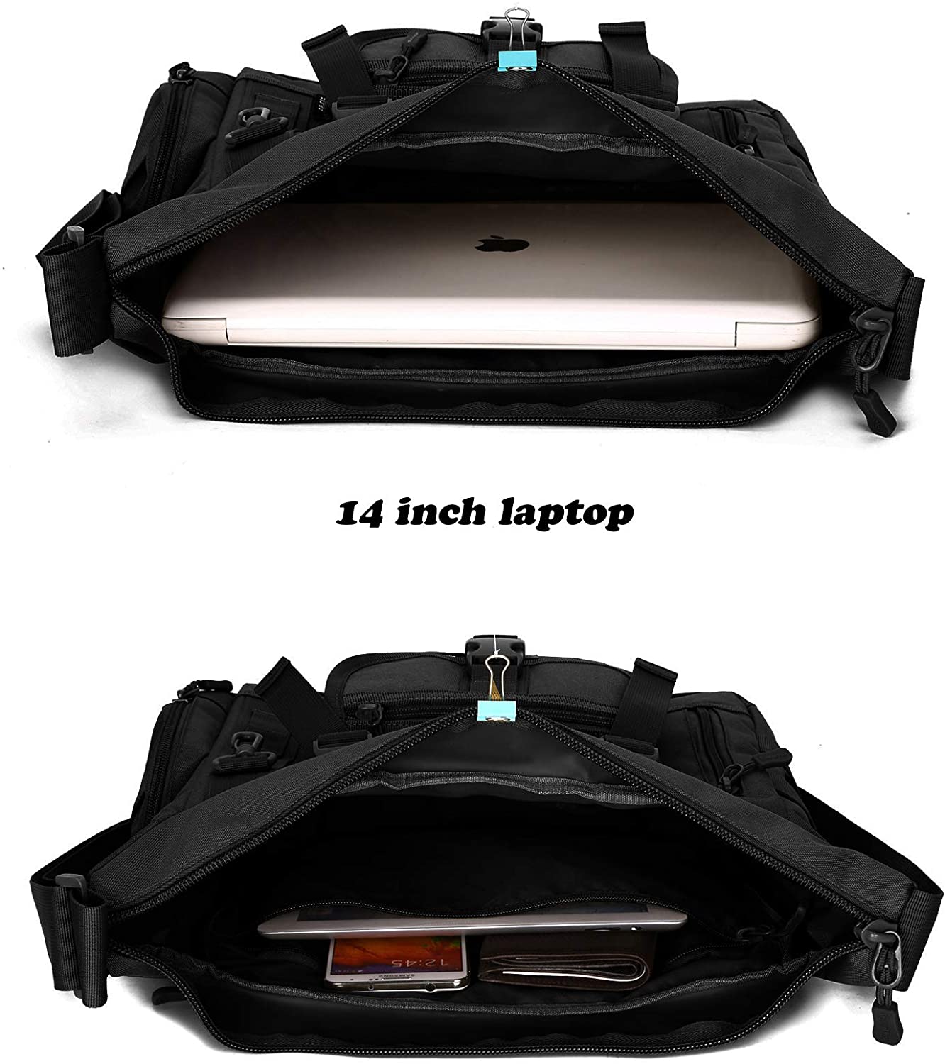 Tactical Messenger Bag, Multi-Pocket MOLLE Crossbody Shoulder Satchel Pack, Water Resistant EDC Laptop Bag for Daily Commuting, Hiking, Camping & Outdoor Activities