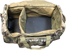 Camouflage Tactical Rolling Duffle Bag, Wheeled Tactical Gear Luggage with Detachable Front Pouch, Large Capacity Travel Storage Bag for Hunting, Shooting, Outdoor Deployment