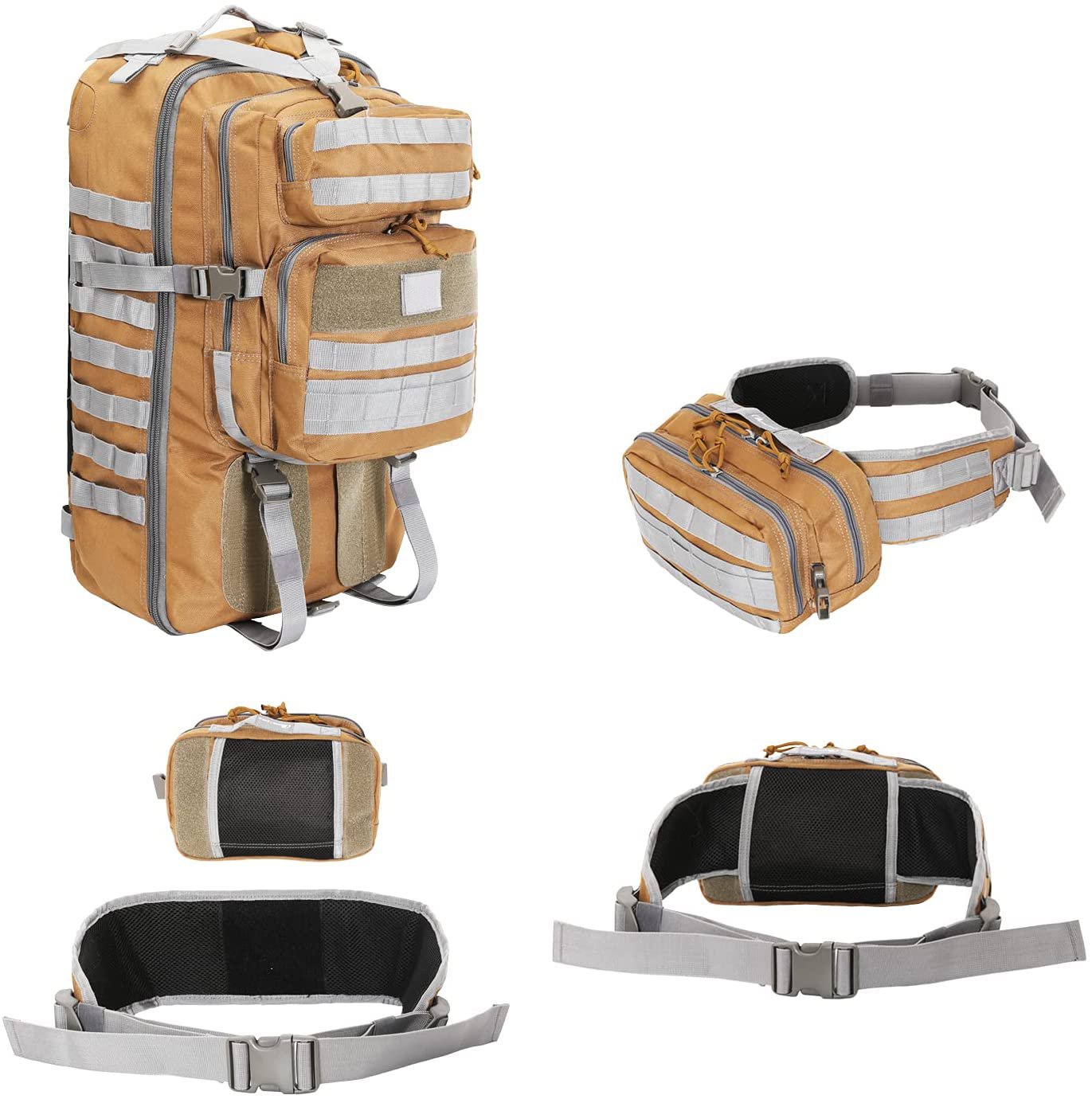 60L Tactical Backpack, Heavy Duty Large Capacity Military Rucksack with MOLLE Webbing, Waterproof Outdoor Backpack for Hiking, Camping, Hunting, Survival & Travel