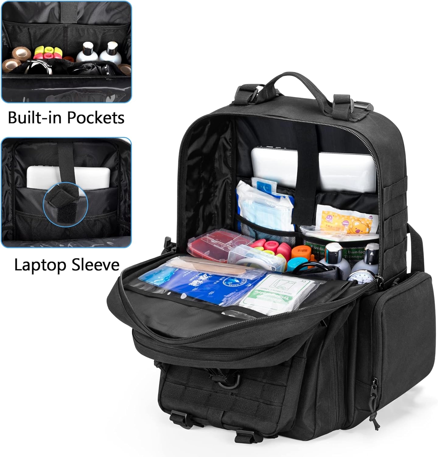 Tactical EMT Medical Backpack, Large Capacity Waterproof Emergency Trauma Backpack for Paramedics & Outdoor Survival