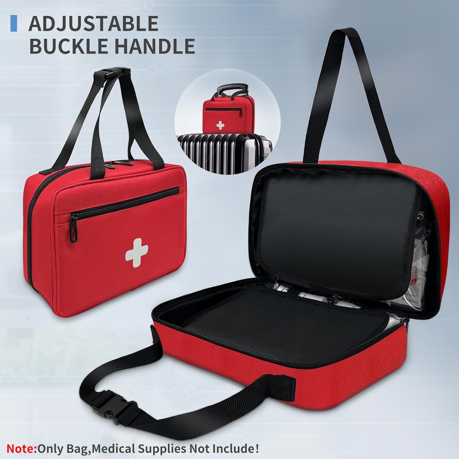Small Portable Empty First Aid Kit Bag, Reflective Red Medical Organizer Bag for Car, Home and Outdoor Camping
