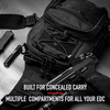 Concealed Carry CCW Tactical Sling Bag, 600D Weatherproof Laser Cut Molle Crossbody Backpack with Dual Padded Gun Compartments