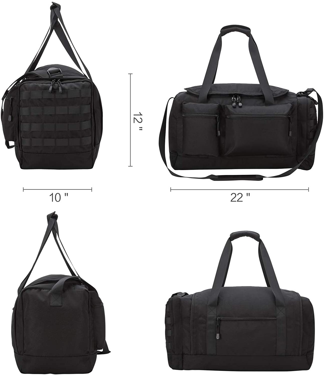 22 Inch Tactical Molle Duffle Bag, Waterproof Large Military Gear Duffel with Detachable Shoulder Strap for Shooting Hunting Gym Travel