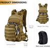 Coyote Brown Tactical Daypack, MOLLE Modular Backpack with Waterproof Rain Cover, Lightweight Outdoor Backpack for Hiking, Shooting Range, Camping & EDC