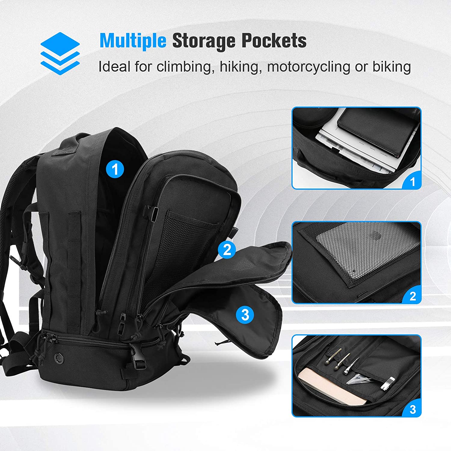 30L Tactical Backpack for Men, Water Resistant Oxford Military Rucksack with Padded Shoulder Straps & Waist Belt, Expandable Outdoor Daypack for Hiking Camping Shooting Trave