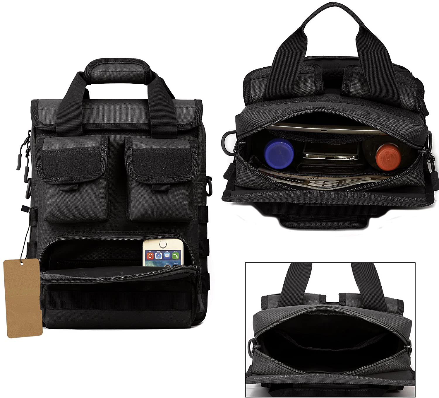 Tactical Crossbody Messenger Bag, Multi-Pocket Utility Handbag with Adjustable Strap, Water Resistant Oxford Shoulder Pack for Shooting Range Daily Work EDC Gear Storage