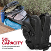 50L Large Military Tactical Backpack, Multi-Compartment Waterproof MOLLE Daypack for Camping Hiking Shooting Travel