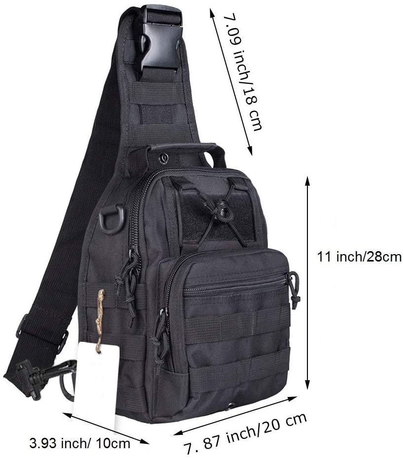 Compact Tactical Sling Bag for Men, Lightweight MOLLE Crossbody Chest Backpack, Water Resistant EDC Shoulder Bag with D-Rings for Shooting Hiking Fishing Camping Daily Carry
