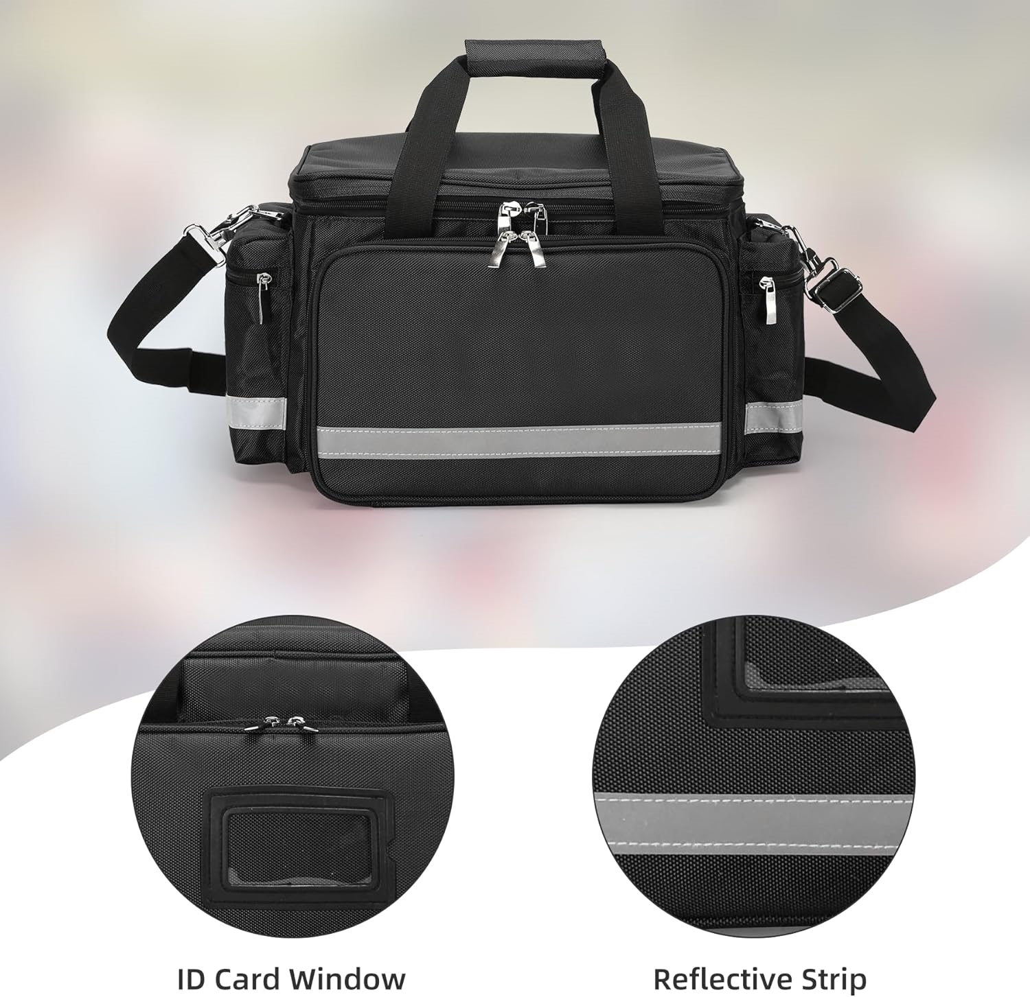 Waterproof Empty Medical Trauma Bag, Multi-Compartment First Aid Storage Bag with Detachable Clear Pouches for EMT Responders & Household Emergency Use