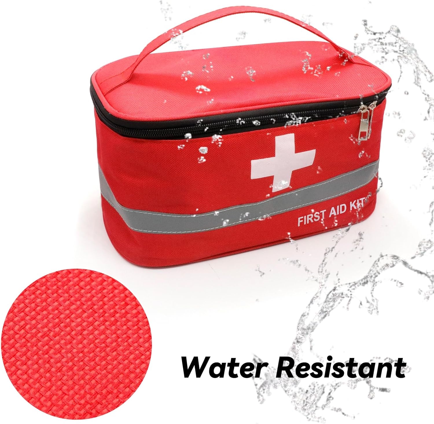 Compact Lightweight First Aid Bag, Reflective Strip Portable Empty Emergency Medical Organizer for Travel & Outdoor Camping