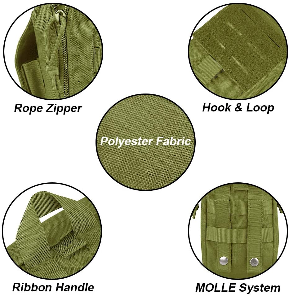 Rip-Away IFAK Medical Pouch, MOLLE Tactical First Aid Kit Bag, Detachable Emergency Trauma Utility Pack for Outdoor, Hunting, Shooting & Military Gear