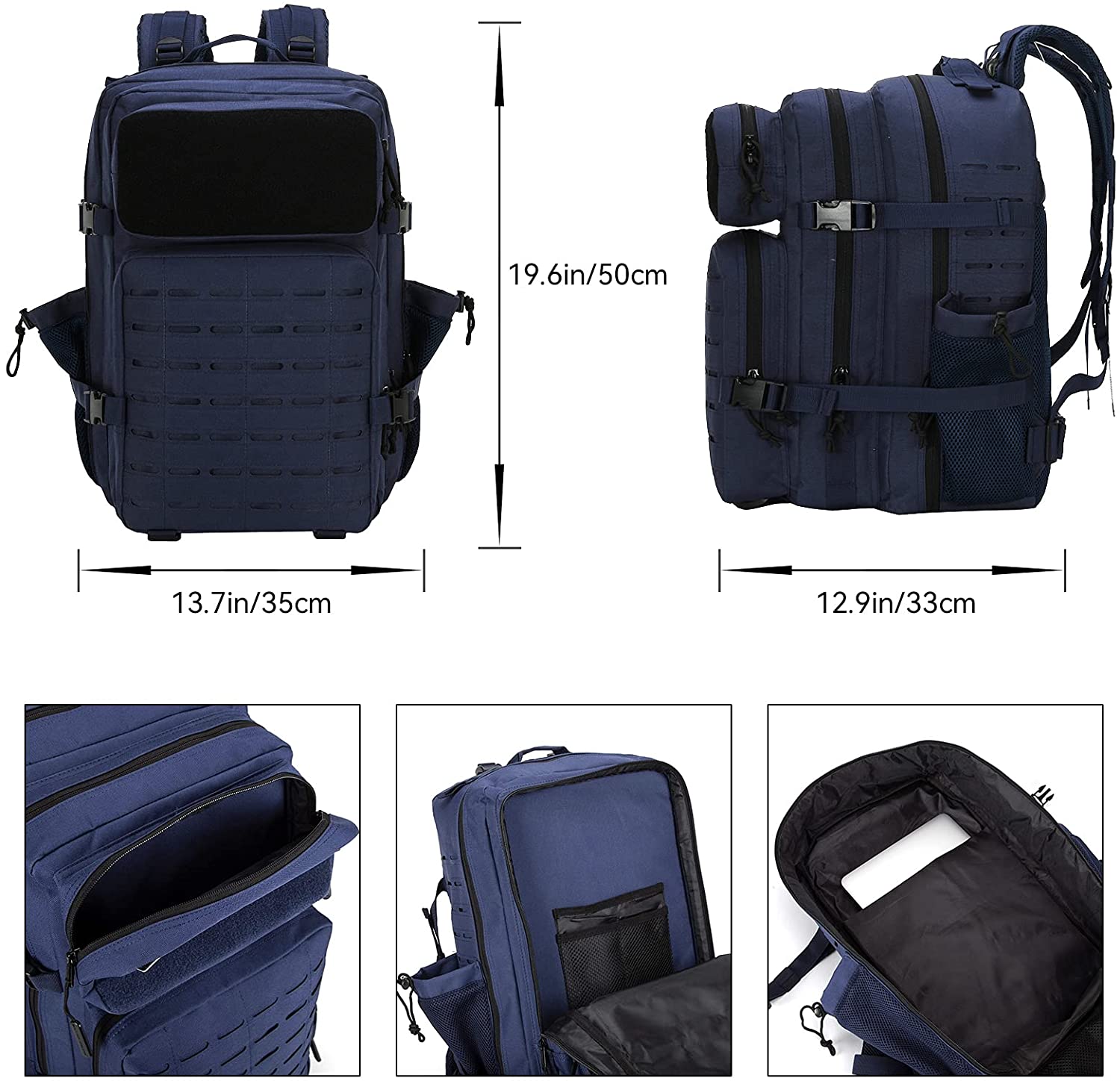45L Waterproof Tactical Backpack, Large Capacity MOLLE Military Rucksack with Multi Compartments