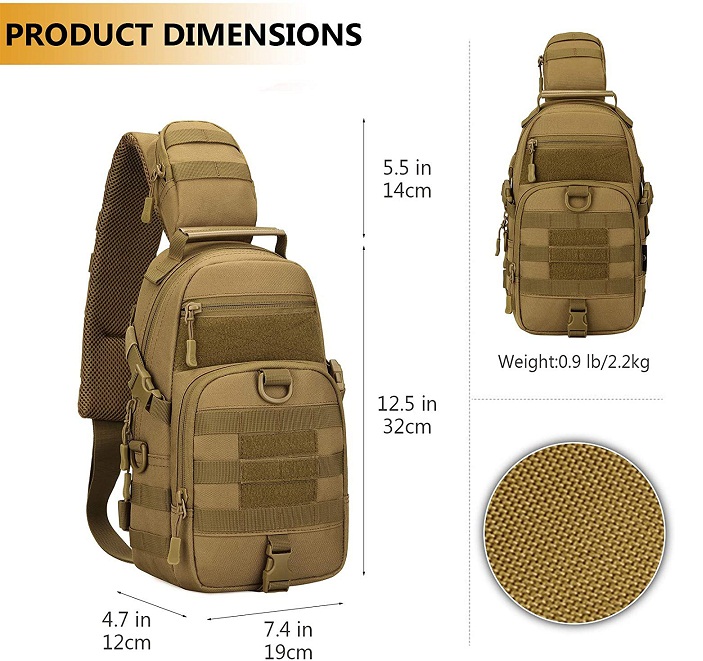 Mini Tactical Sling Chest Pack, Lightweight Single Shoulder Crossbody Bag with MOLLE Webbing