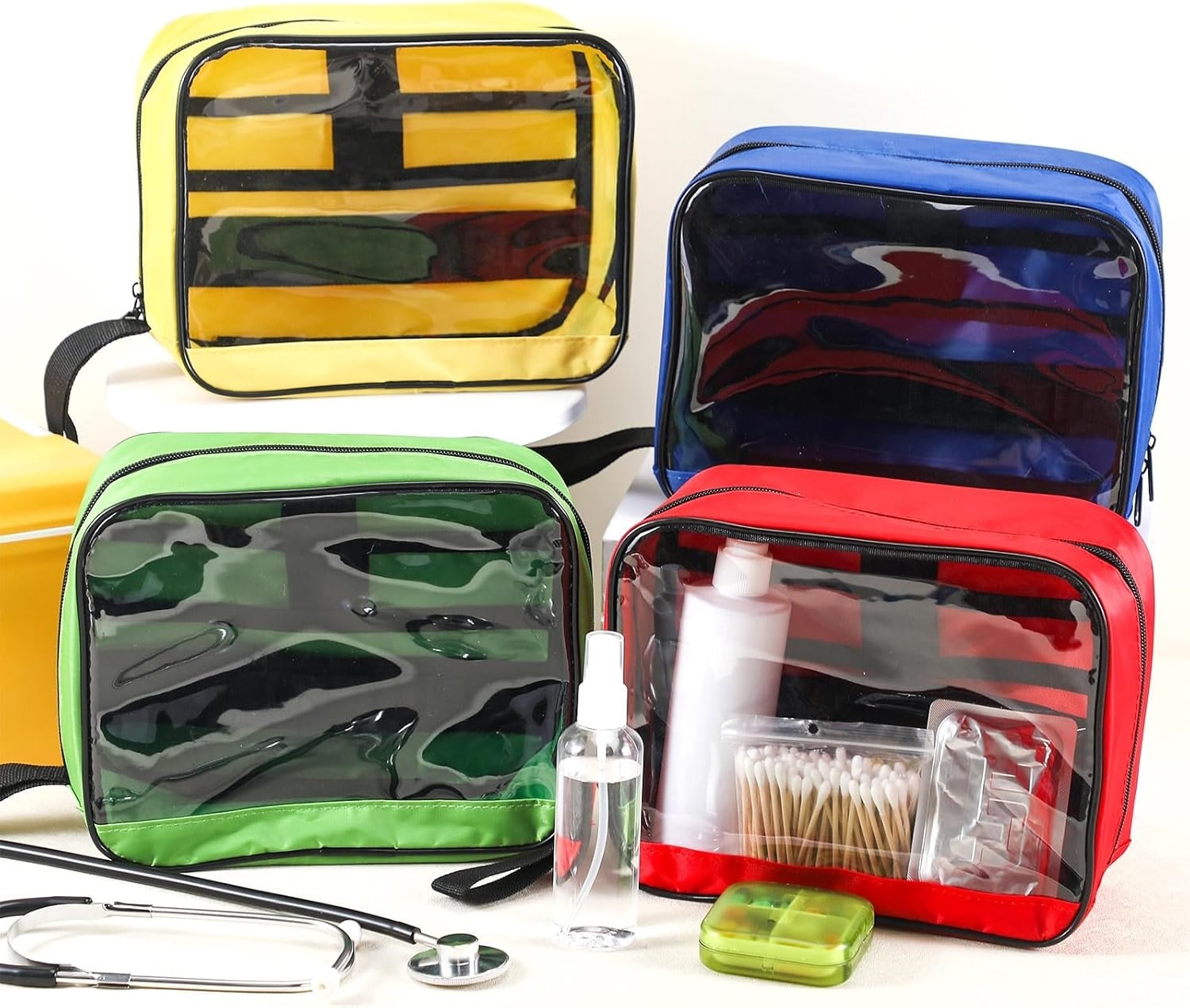 Transparent Clear Small Medical Storage Bag, Lightweight Portable Travel First Aid Pouch Multi Color Available