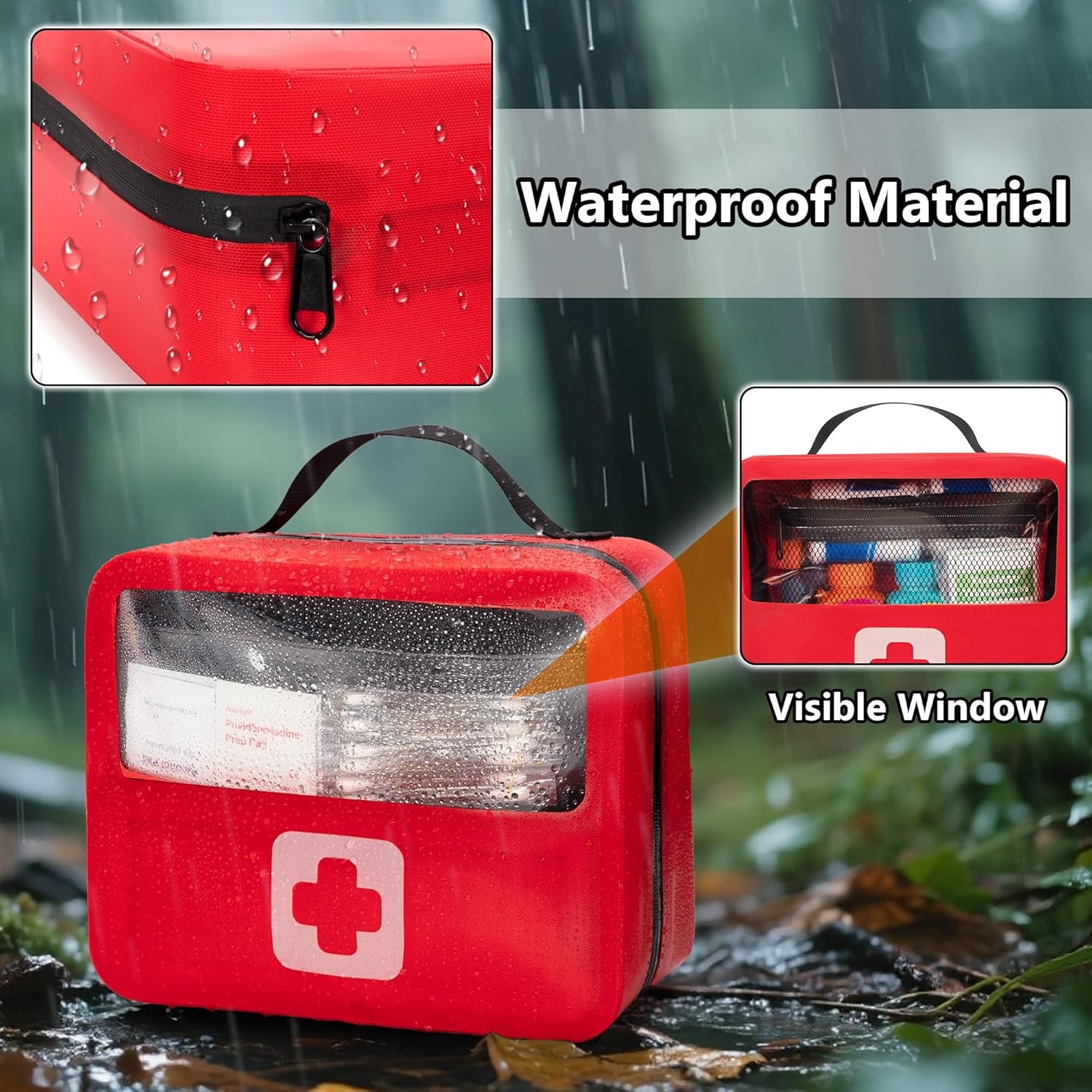 Waterproof Hard Case Medicine Storage Bag, Clear View Empty First Aid Organizer for Household & Outdoor Emergency