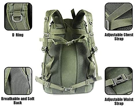 35L Military Tactical Backpack, Large Capacity MOLLE Rucksack, Water Resistant Daypack for Hiking, Camping, Hunting, Tactical Training & Outdoor Survival