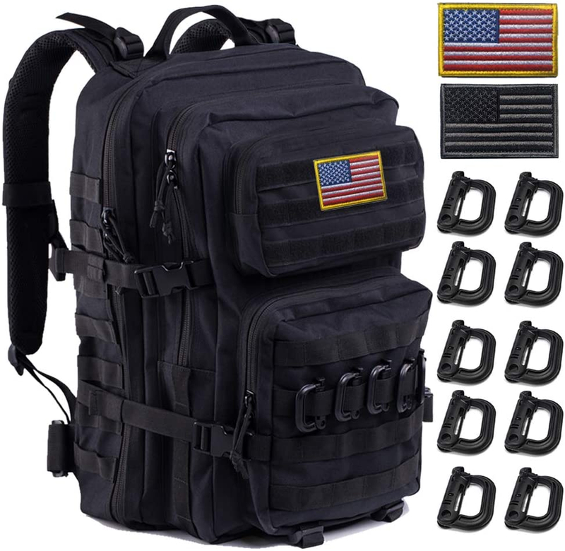40L Military Tactical Backpack, Large MOLLE Rucksack with Bonus Patches & D-Rings, Water Resistant Daypack for Hiking, Camping, Hunting, Tactical Training & Outdoor Survival