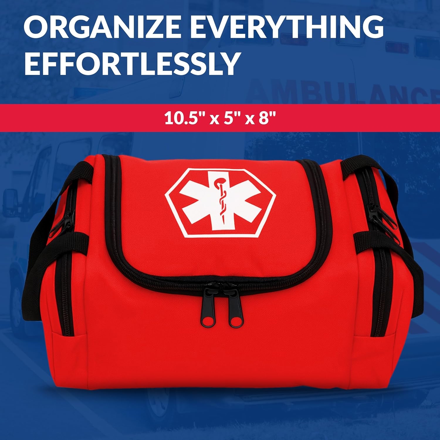Compact Water Resistant First Responder Medical Bag, Multi Pocket Quick Access Empty EMT Trauma Organizer for Emergency Use