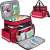 Waterproof Double Layer EMT First Aid Bag, Multi-Pocket Empty Medical Organizer with Lockable Zippers & Night Reflective Strips