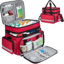 Waterproof Double Layer EMT First Aid Bag, Multi-Pocket Empty Medical Organizer with Lockable Zippers & Night Reflective Strips