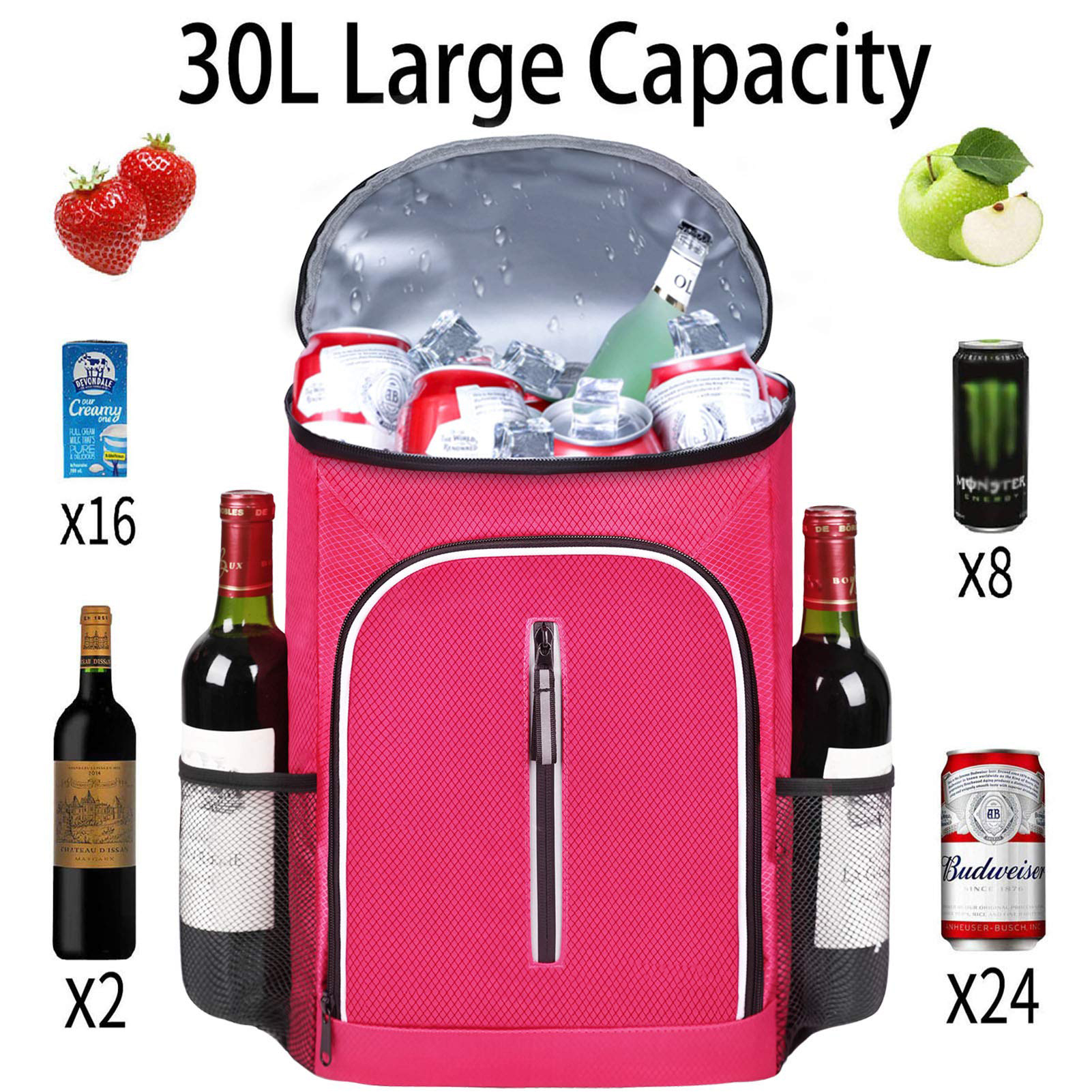 Horizontal Top Zip Leakproof Cooler Backpack, Waterproof Insulated Thermal Backpack for Outdoor Camping Fishing Beach Picnic
