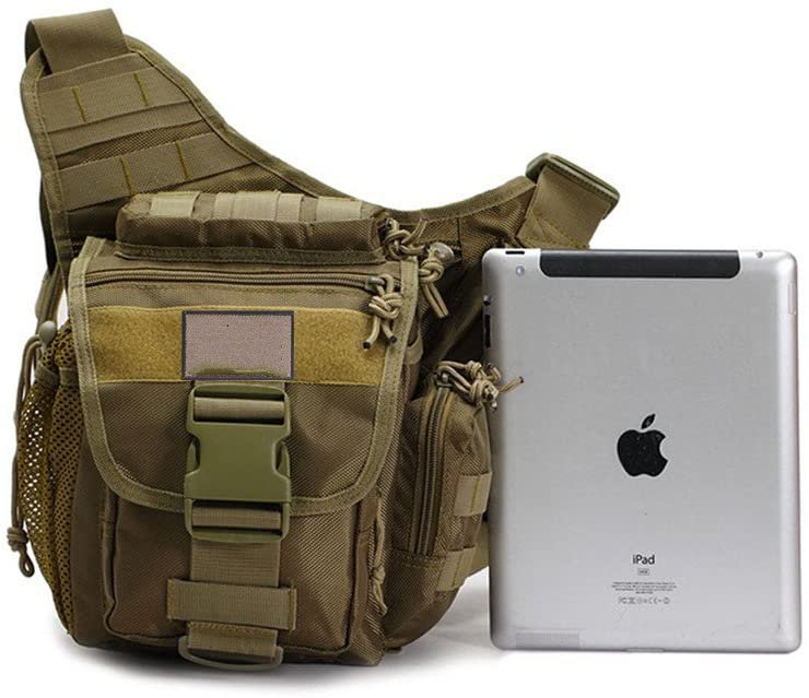 Tactical Sling Messenger Bag, Multi-Pocket MOLLE Crossbody Shoulder Pack, Water Resistant Utility Camera Gear Bag for Outdoor Shooting, Hiking, Fishing & Daily EDC