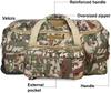 Camouflage Tactical Rolling Duffle Bag, Wheeled Tactical Gear Luggage with Detachable Front Pouch, Large Capacity Travel Storage Bag for Hunting, Shooting, Outdoor Deployment