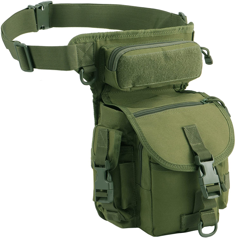 Tactical Drop Leg Pouch, Multi-Pocket Utility Thigh Bag with Adjustable Waist Belt, MOLLE EDC Leg Pack for Hunting, Fishing, Motorcycle, Outdoor Adventures