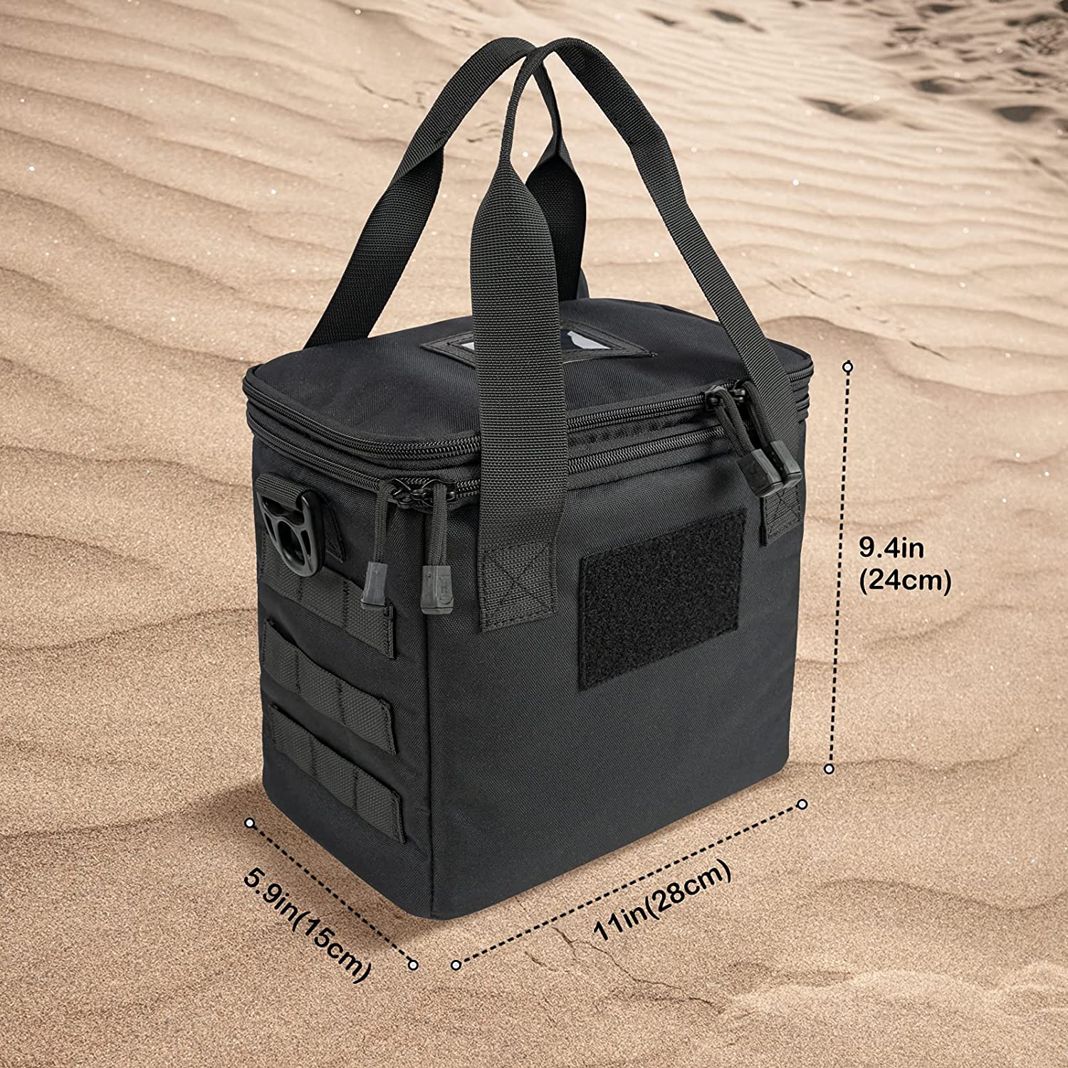 Tactical Storage Gear Bag, Multi-Purpose Modular Carry Tote Bag with MOLLE Webbing & Hook-and-Loop Panel, Waterproof Compact Equipment Organizer Case for Shooting Gear, Camera, EDC & Outdoor