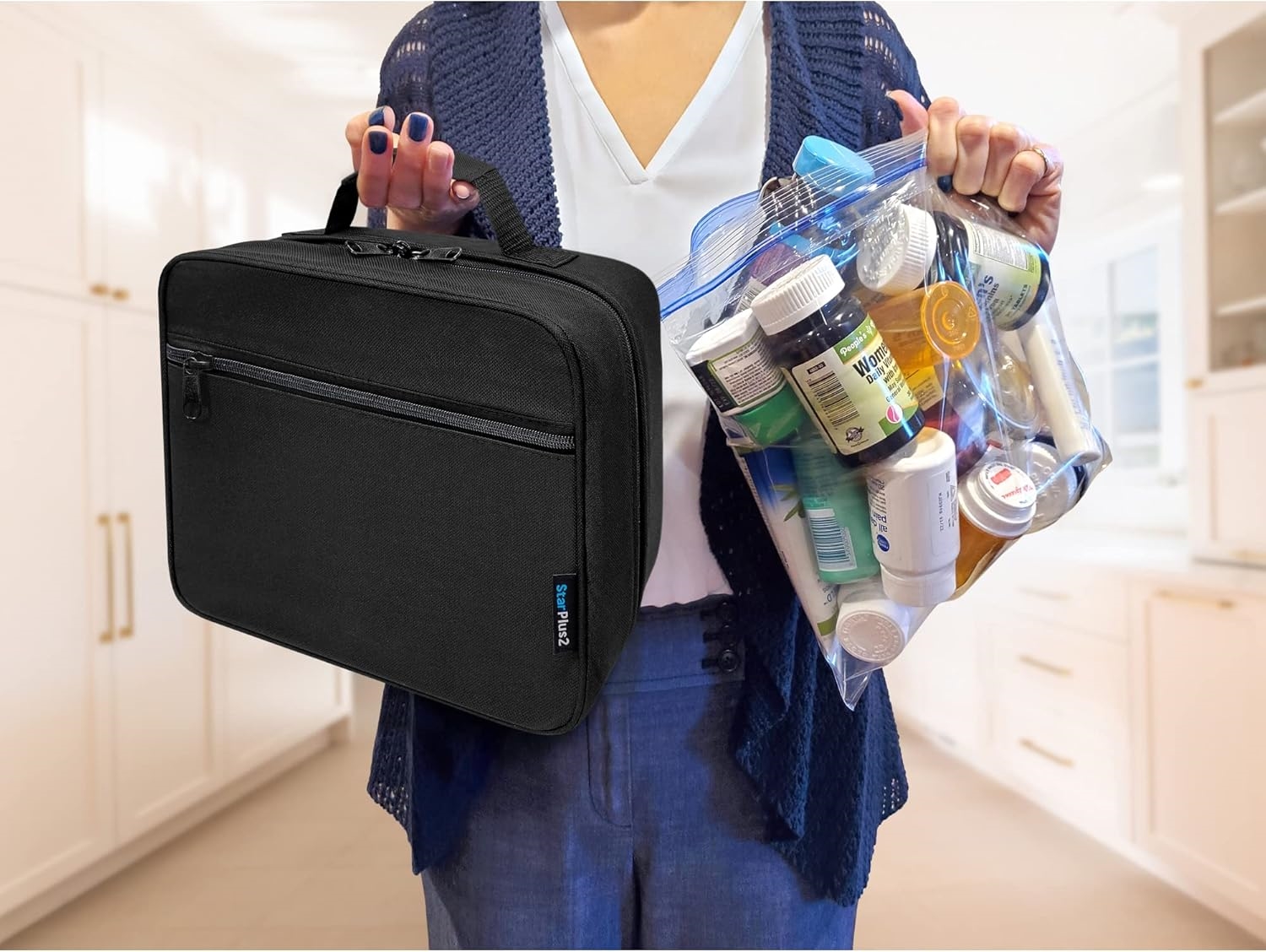 Waterproof Shockproof Pill Storage Bag, 4 Sizes Portable See-Through Mesh Travel Medication Organizer Case