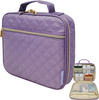 Compact Quilted Pill Bottle Travel Bag, Water Resistant Portable Medication Organizer with Multi Mesh Storage Pockets