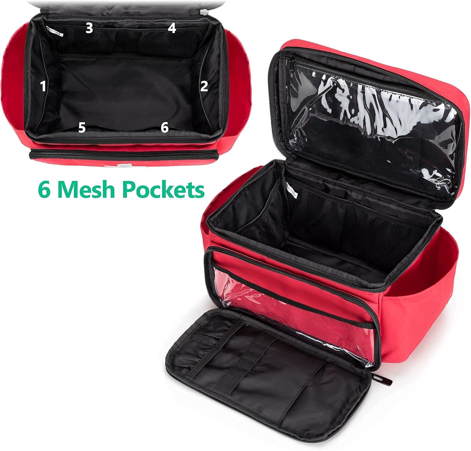 Spacious Portable Empty First Aid Kit Bag, Reflective Medical Carry Organizer with Multiple Side & Back Pockets for Household & Outdoor Use