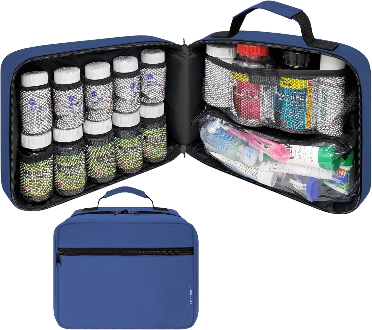 11 Inch Waterproof Medicine Carry Bag, Shockproof Mesh Pocket Travel Pill Organizer for Daily & Outdoor Emergency Use