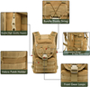 Coyote Brown MOLLE Tactical Backpack, Multi-Pocket Outdoor Rucksack with Detachable Top Pouch, Lightweight Pack for Hiking, Hunting, Camping & Shooting Range