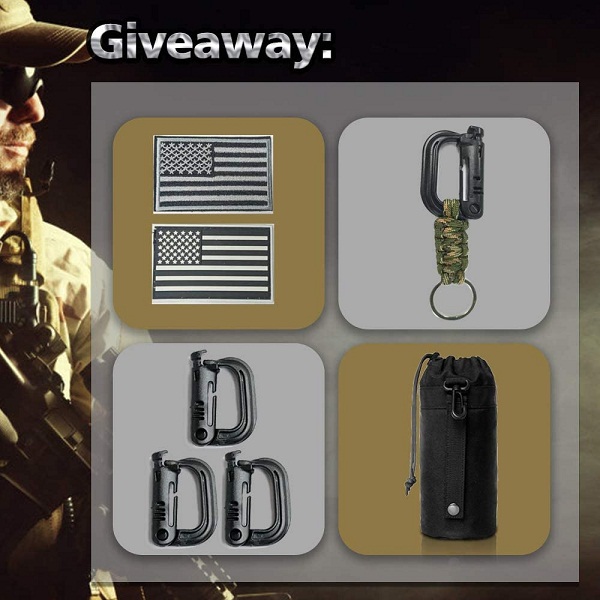 42L Tactical Military Backpack, Waterproof Molle Assault Rucksack with Free Bonus Patches, Carabiners, Waist Bag & Water Bottle Pouch for Outdoor Hunting Camping Hiking