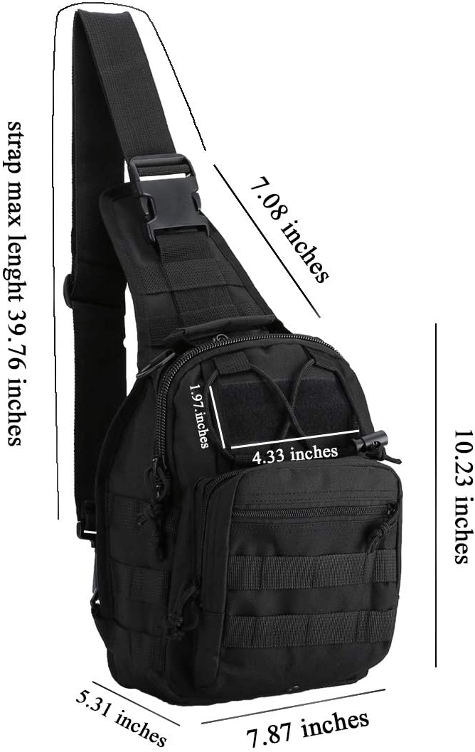 Detachable Strap Tactical Sling Bag, Compact Molle Crossbody Chest Backpack with Velcro Patch Area for Outdoor Fishing Hunting Daily EDC